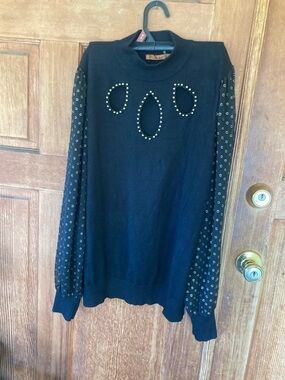 Belldini Black Sweater with Gold Accent Studs